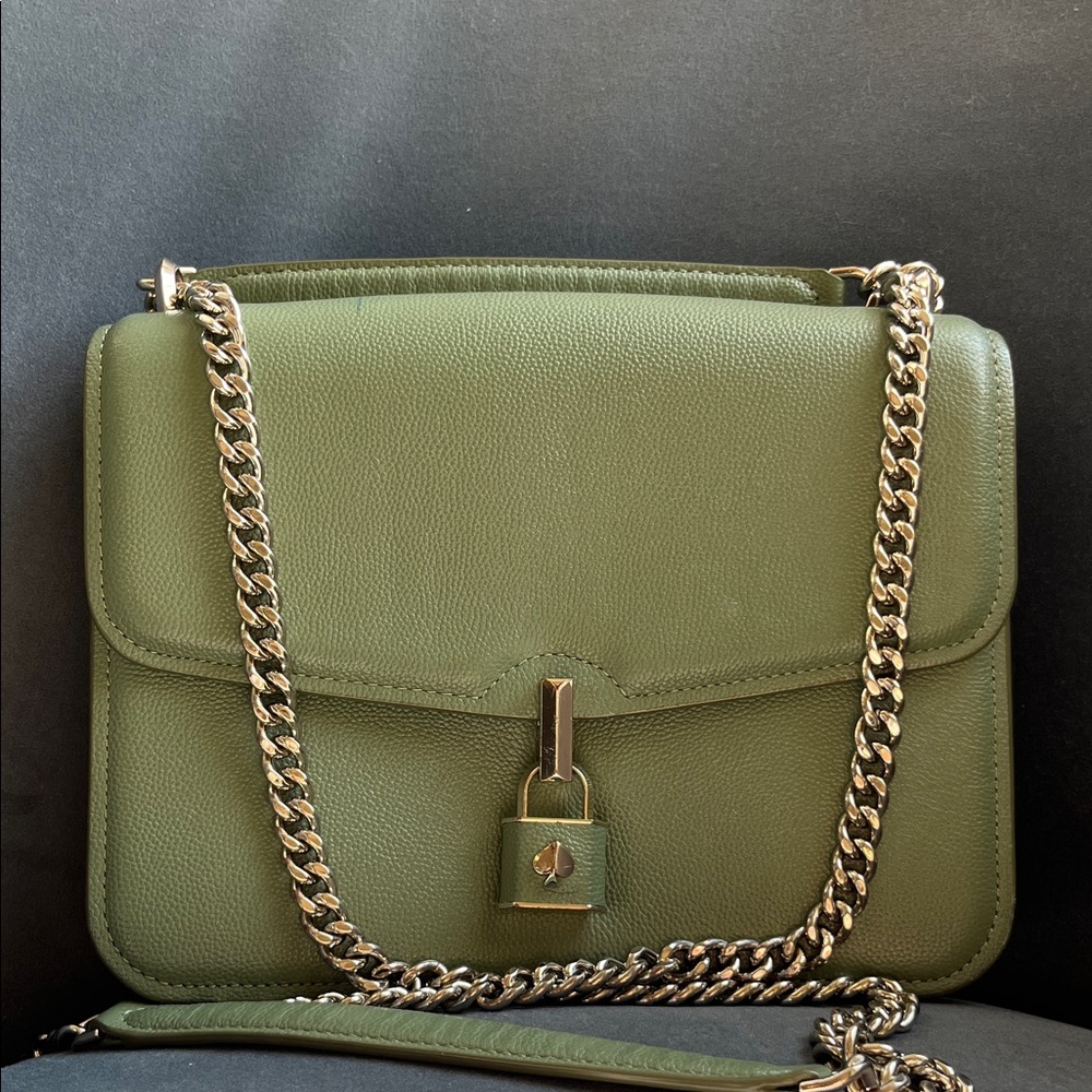 Kate Spade Olive Leather Chain Shoulder Bag